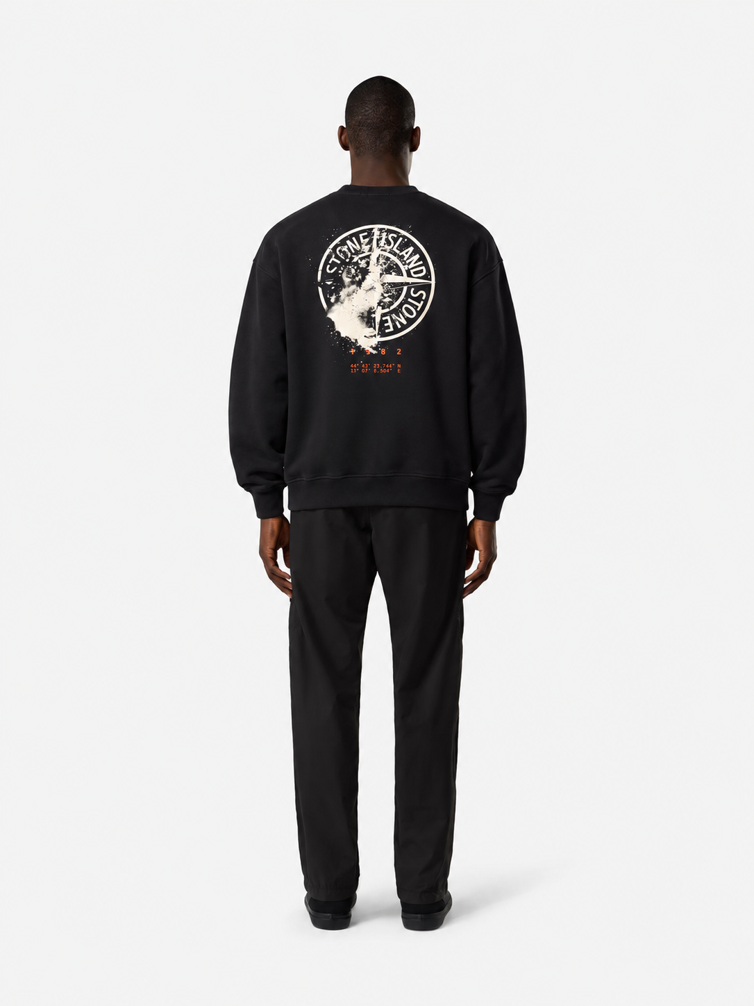 Stone Island Black Graphic Crewneck Sweatshirt