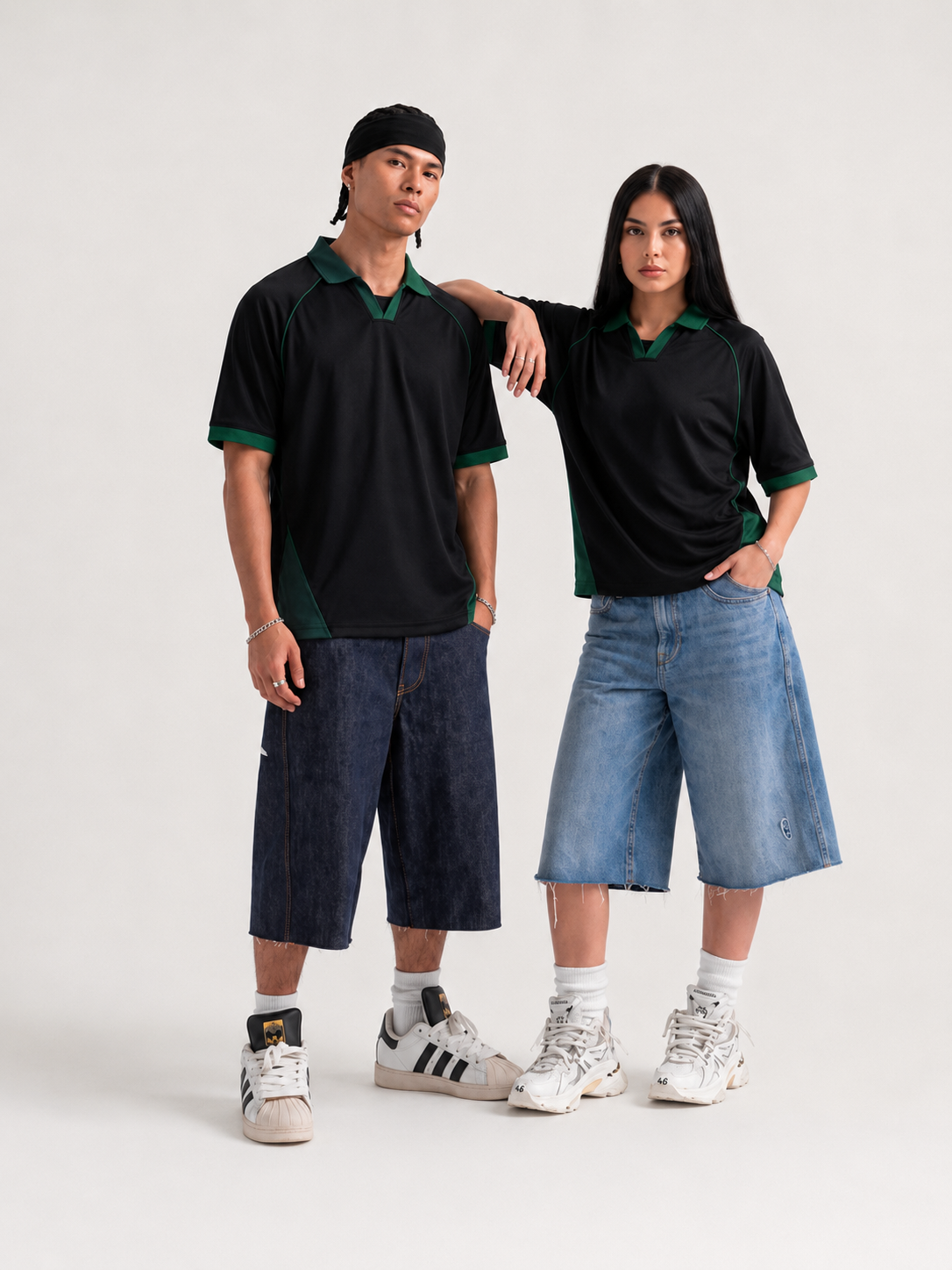 AMICI Performance Polo – Black & Forest Green