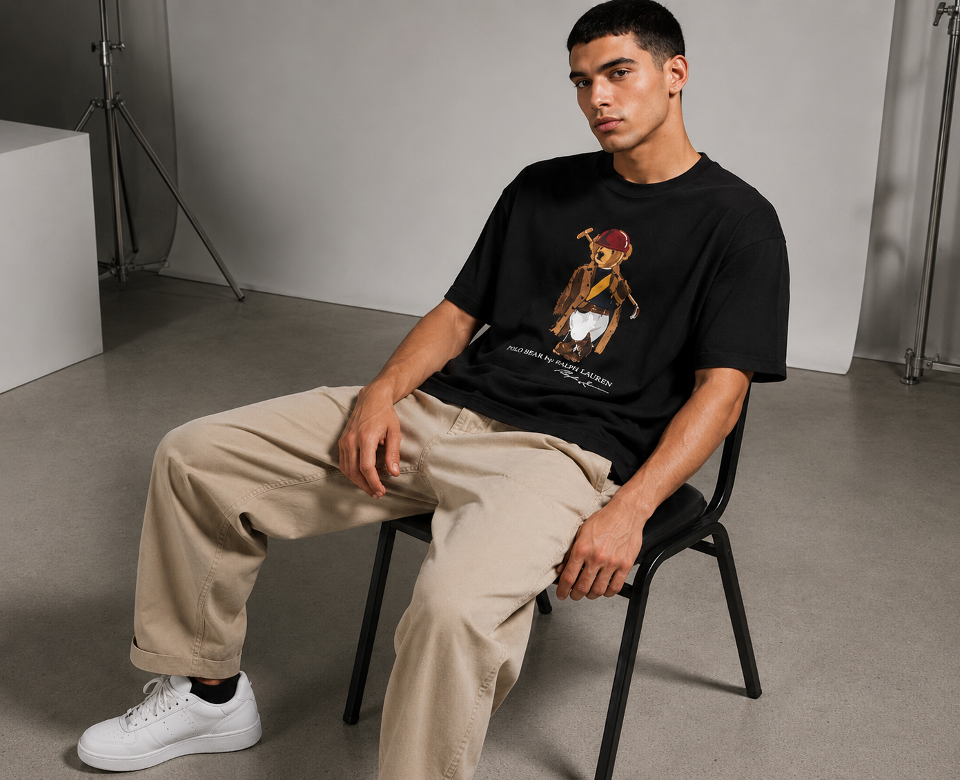 Polo Bear Classic Oversized Tee – Black