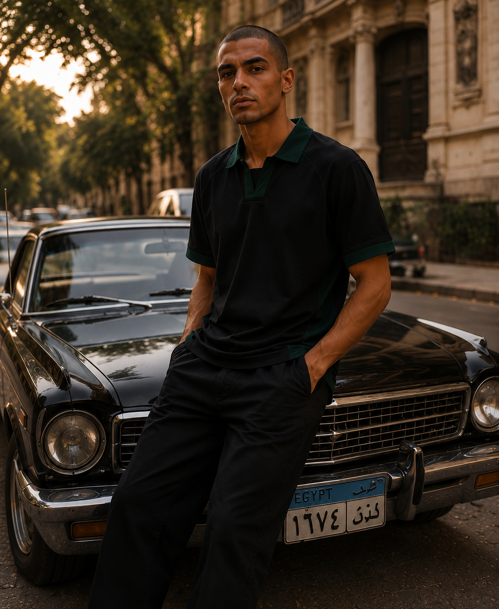 AMICI Performance Polo – Black & Forest Green