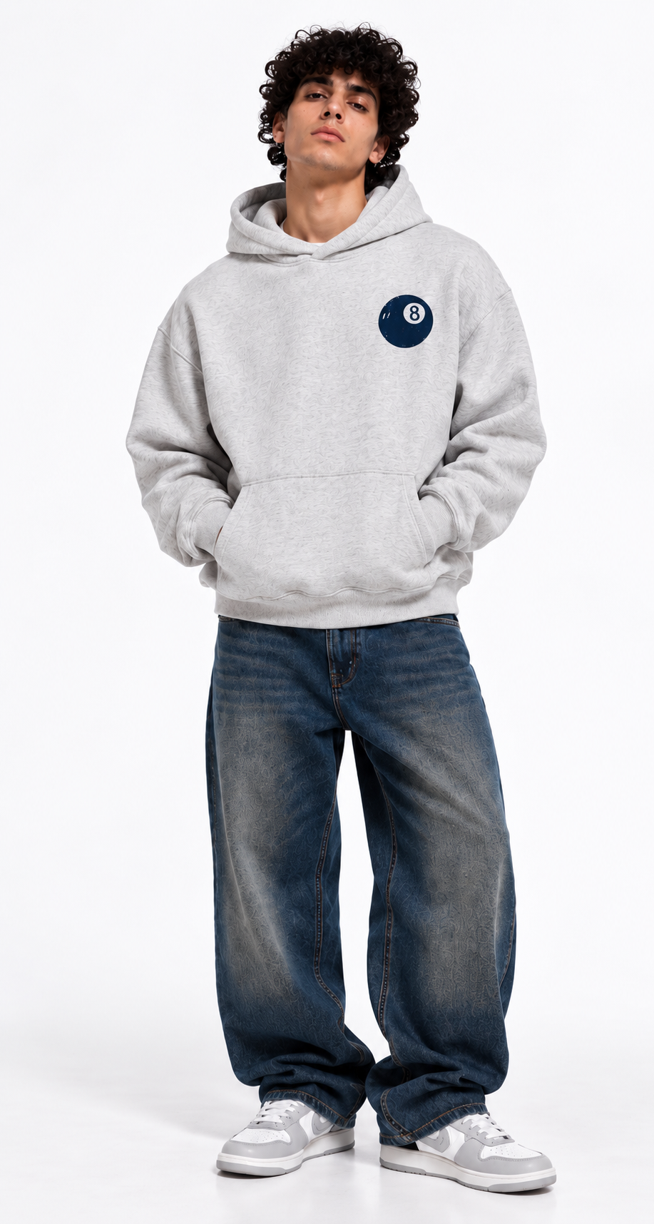Lucky You Grey Graphic Hoodie – 8 Ball Collection