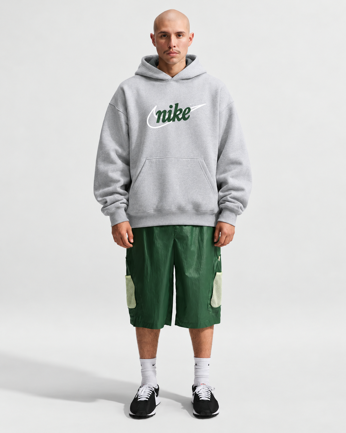 Nike Grey & Green Swoosh Graphic Hoodie – Sportswear Collection