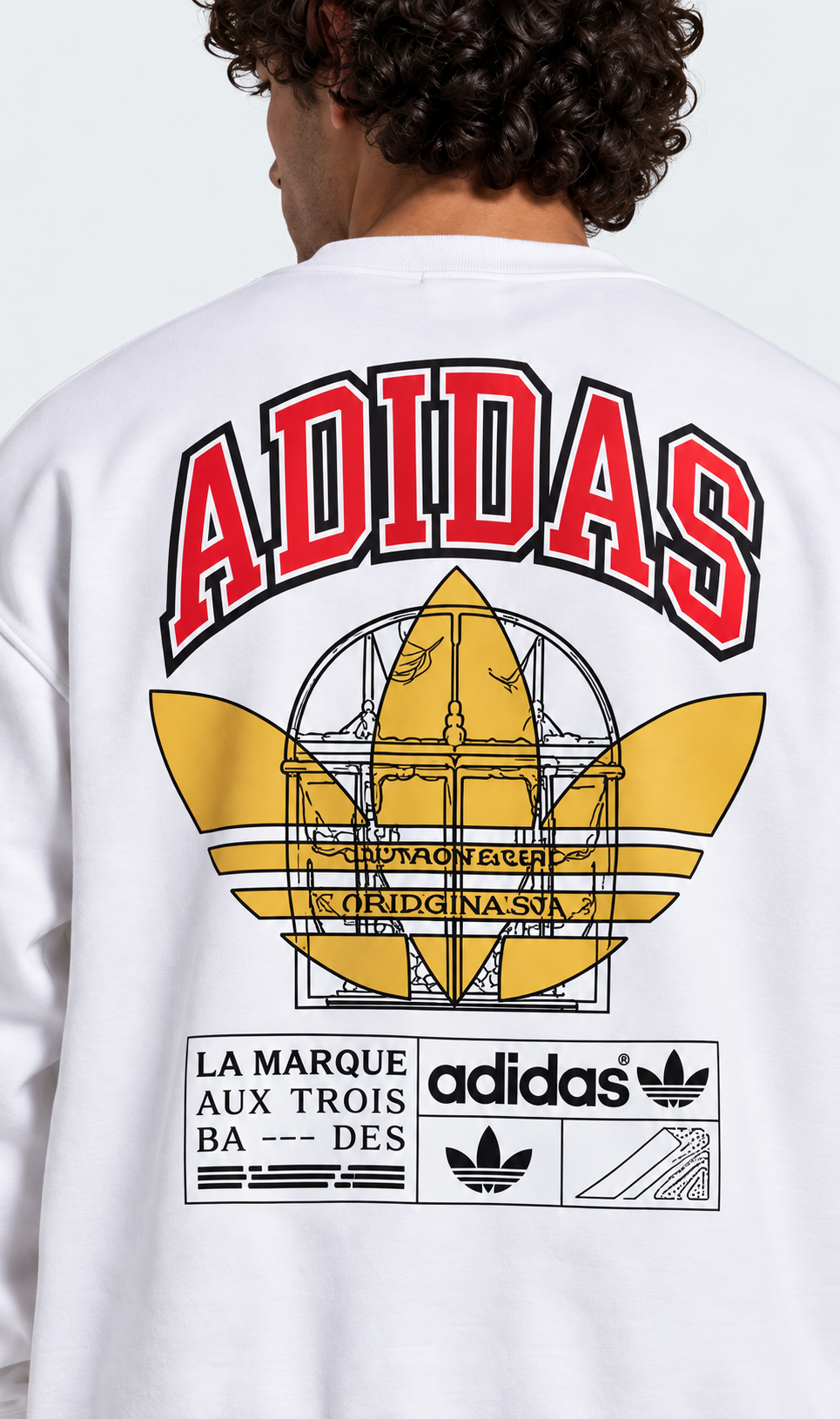 ADIDAS White Graphic Crewneck Sweatshirt