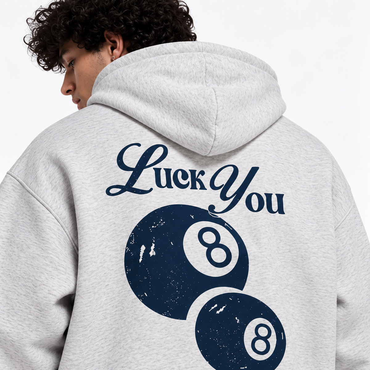 Lucky You Grey Graphic Hoodie – 8 Ball Collection