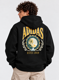 Adidas Black Vintage Graphic Oversized Hoodie