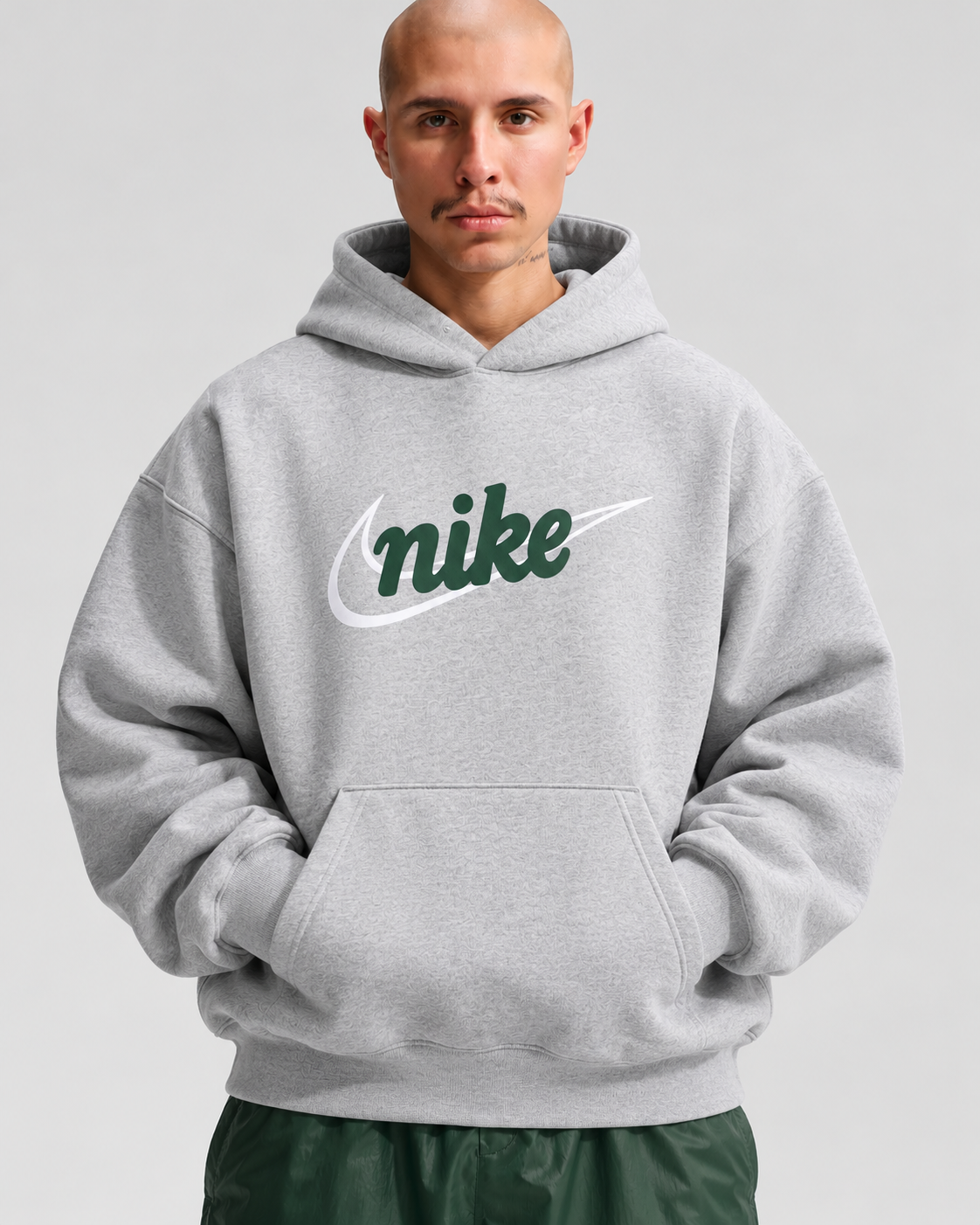 Nike Grey & Green Swoosh Graphic Hoodie – Sportswear Collection