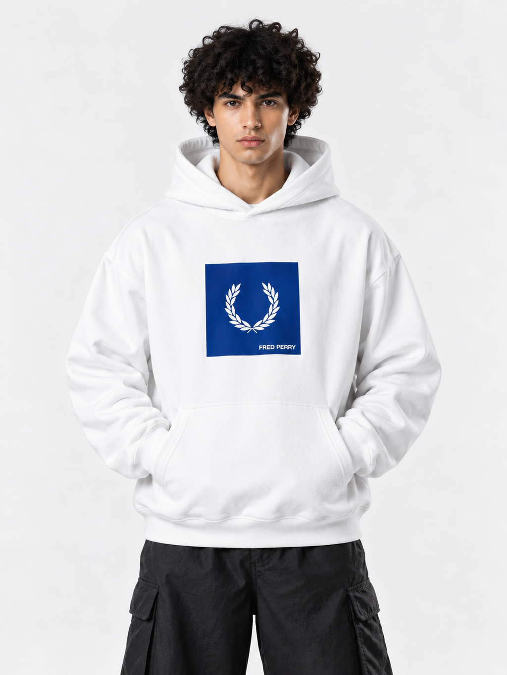 FRED PERRY White Graphic Hoodie