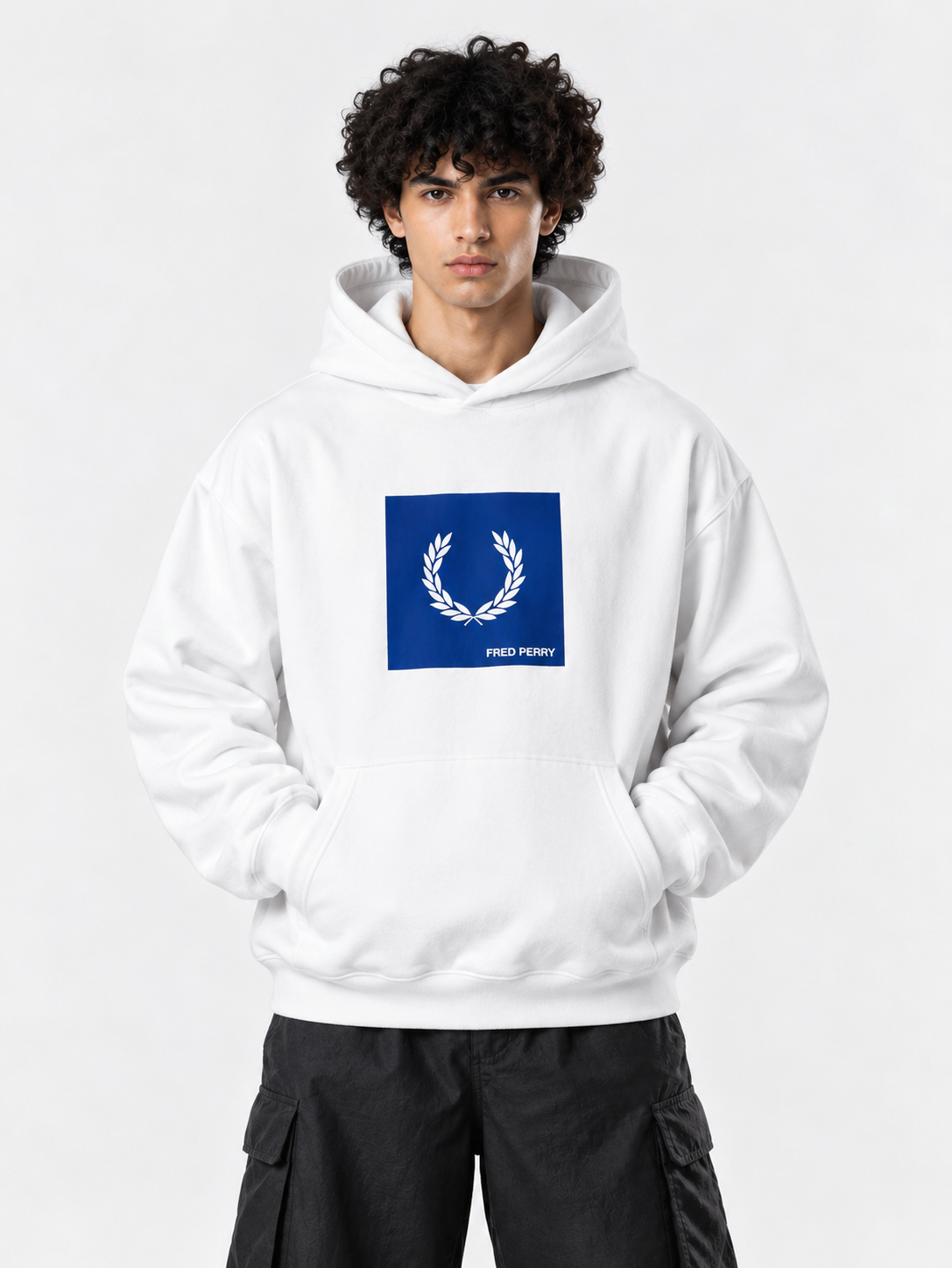 FRED PERRY White Graphic Hoodie