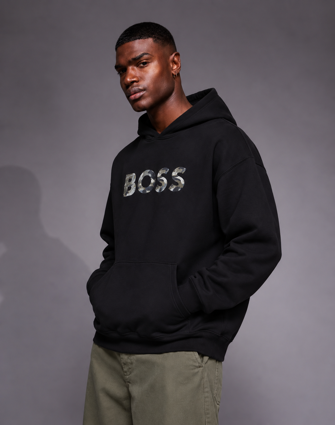 BOSS Black Camouflage Logo Hoodie