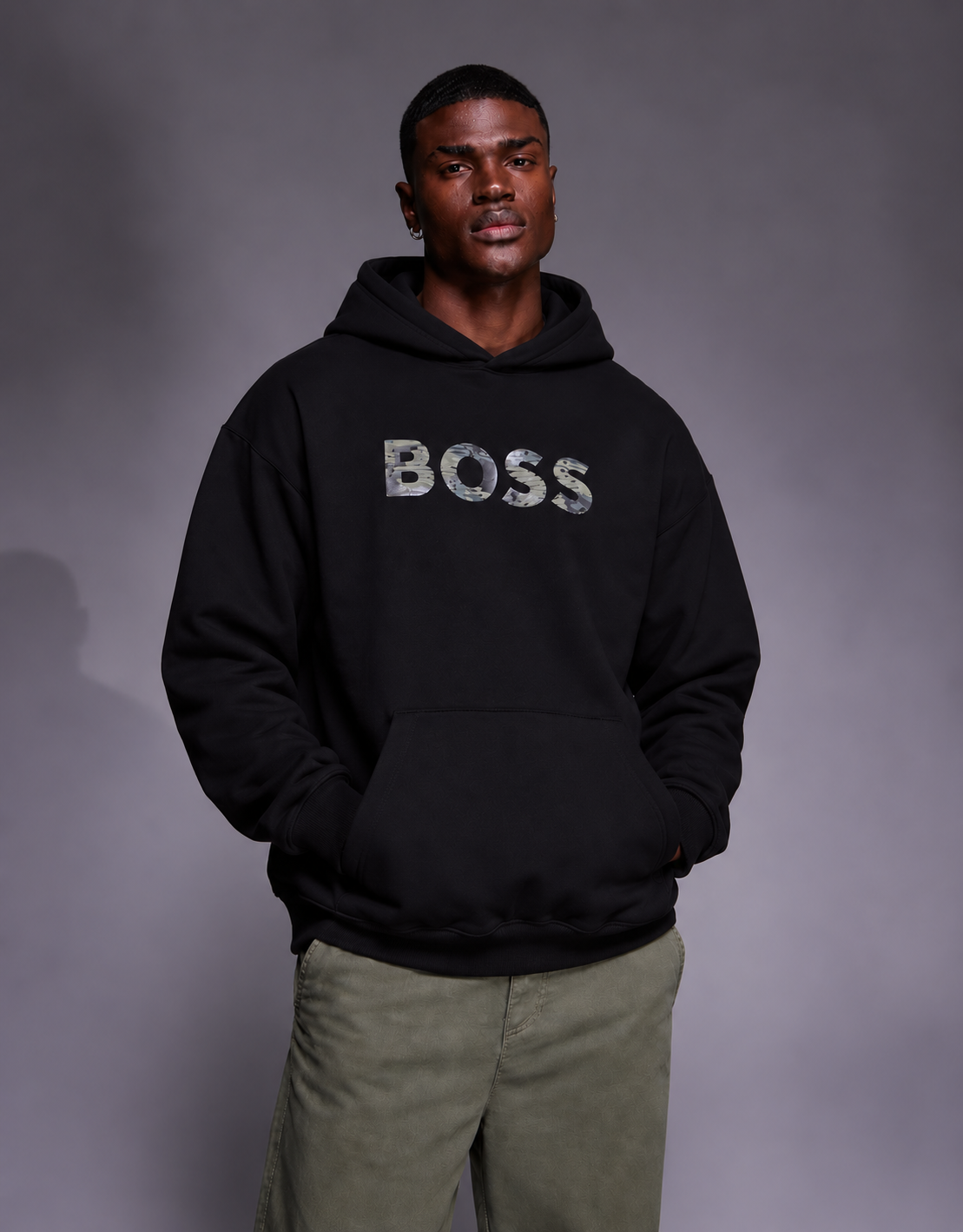 BOSS Black Camouflage Logo Hoodie