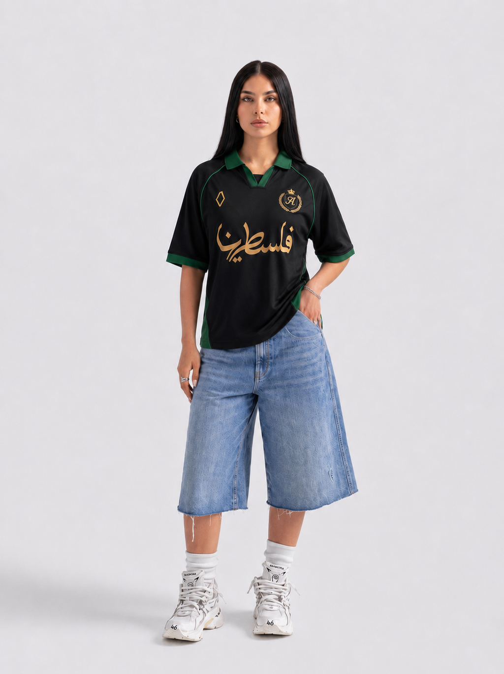 AMICI FC — Palestine Jersey– Black & Emerald Green