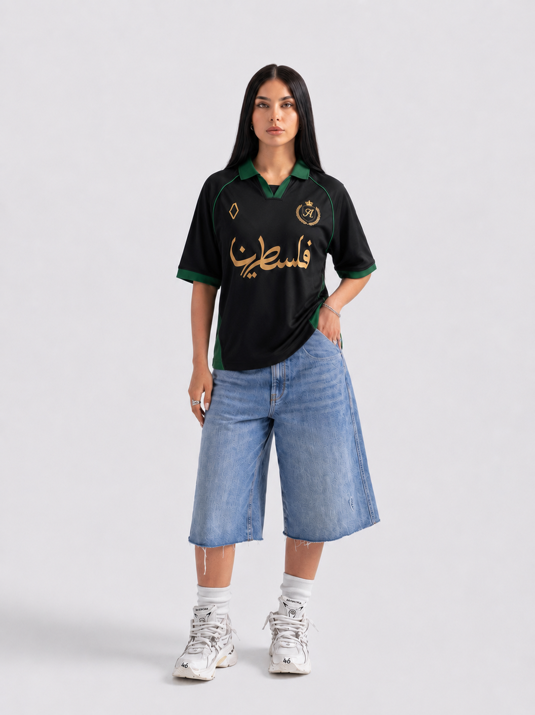 AMICI FC — Palestine Jersey– Black & Emerald Green