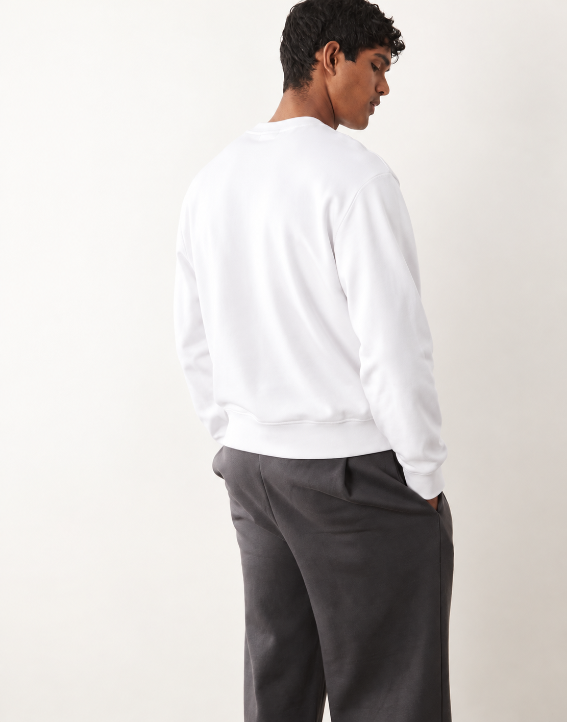 Armani Exchange Ivory Logo Crewneck Sweatshirt