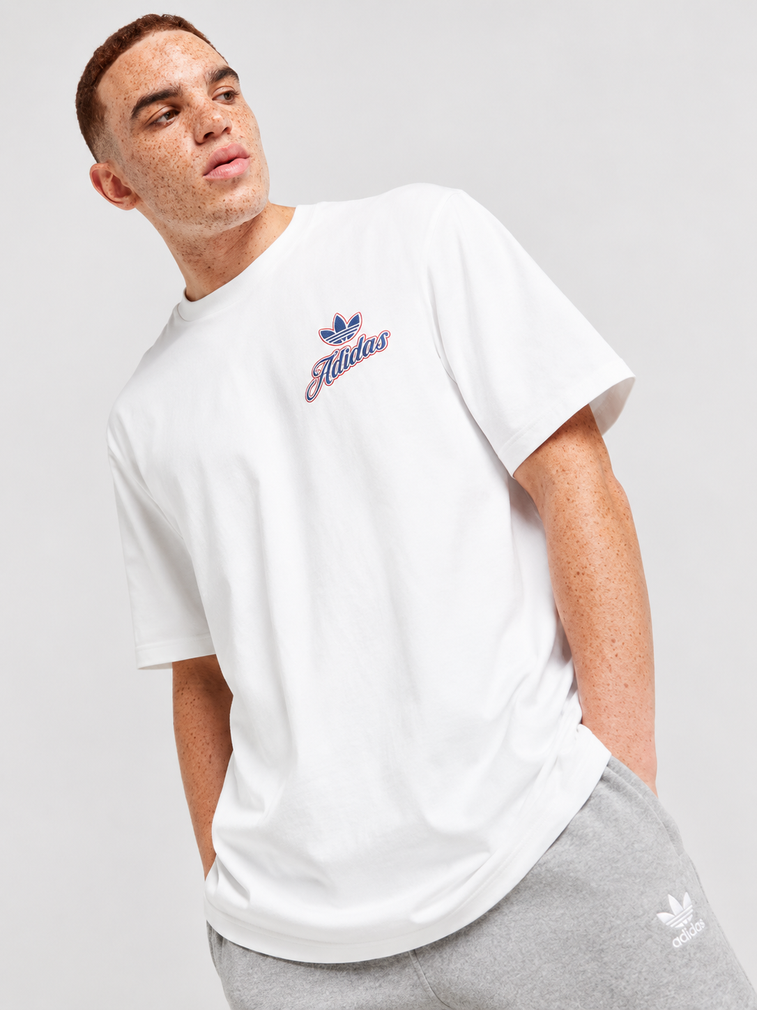 Adidas Originals Retro Script Oversized White Tee