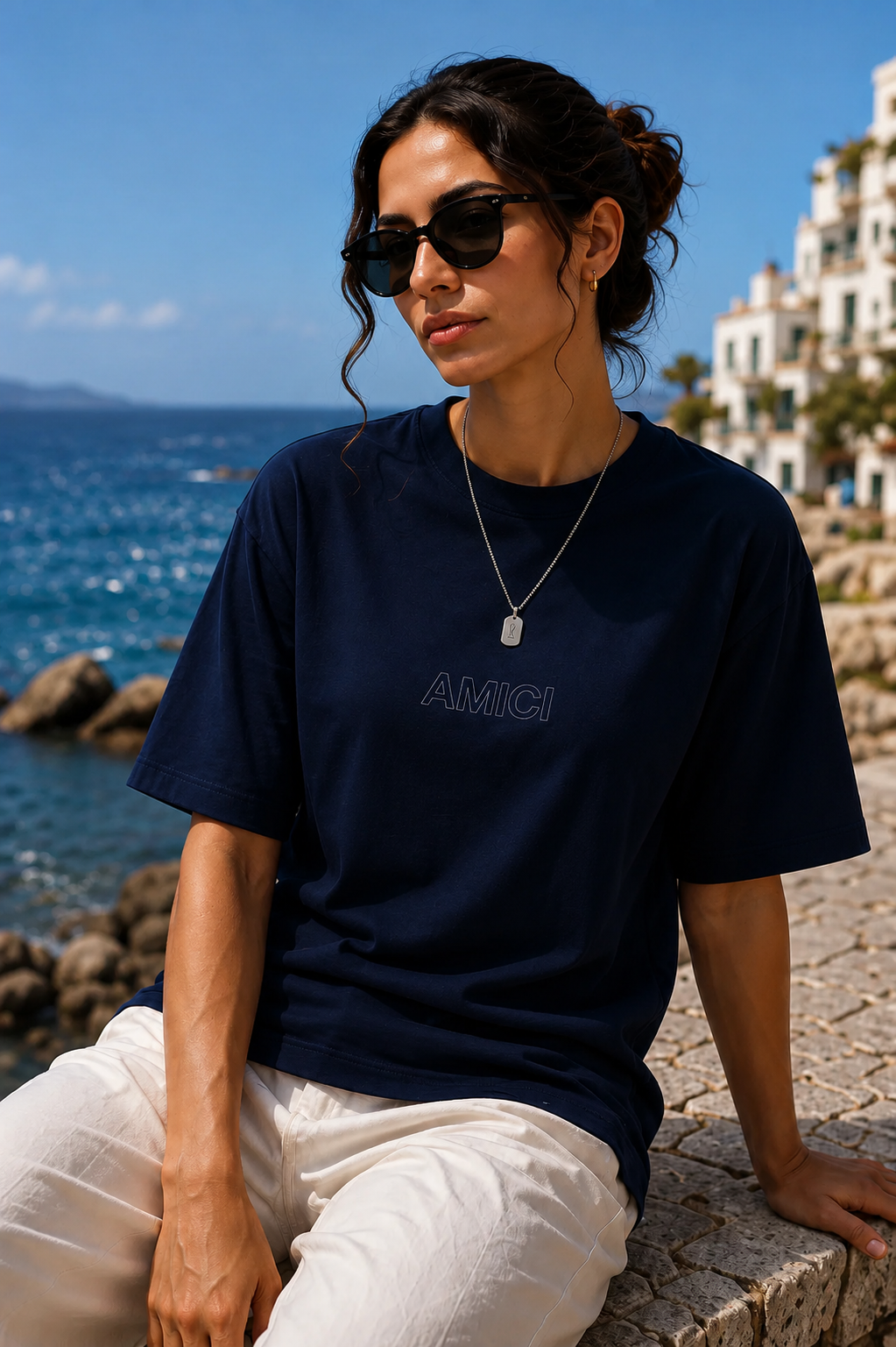 AMICI Navy Oversized Tee – Midnight Coastal Collection