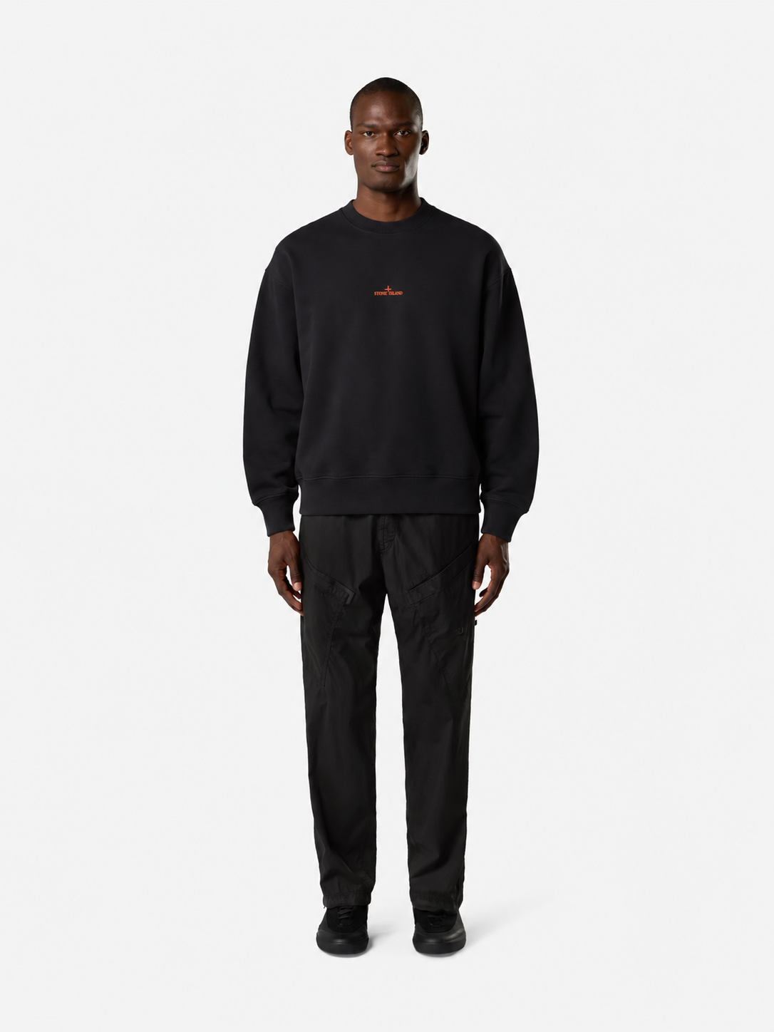 Stone Island Black Graphic Crewneck Sweatshirt