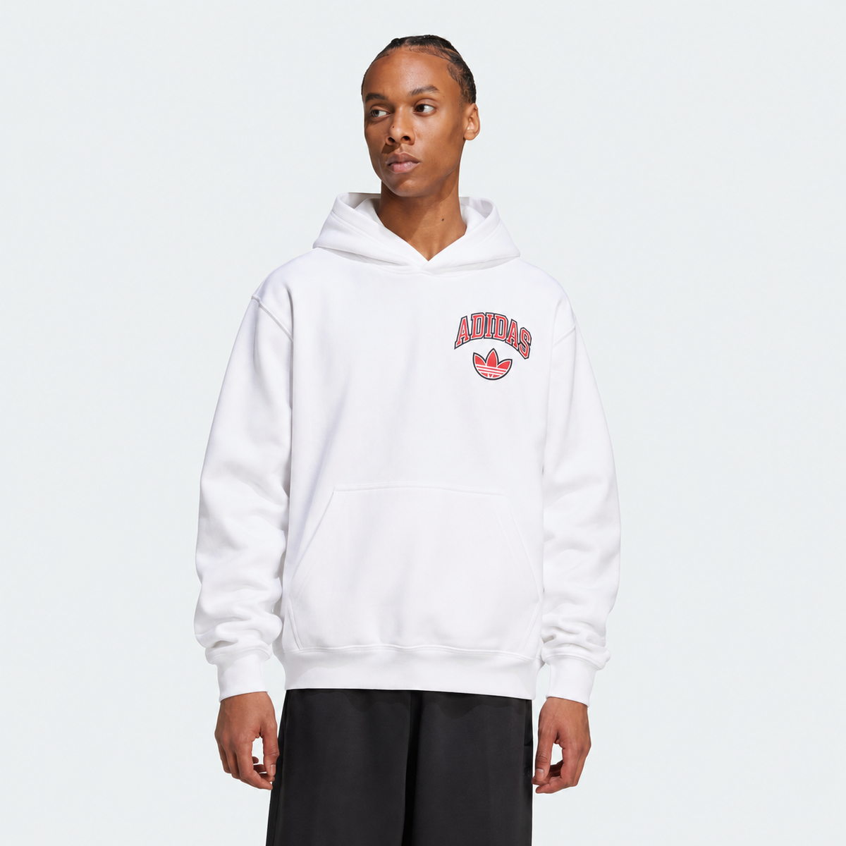 ADIDAS White Graphic Pullover Hoodie