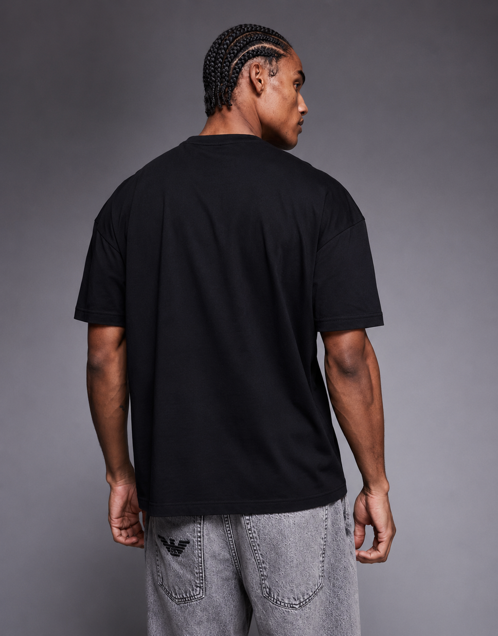 EA7 Outline Logo Oversized T-Shirt – Black