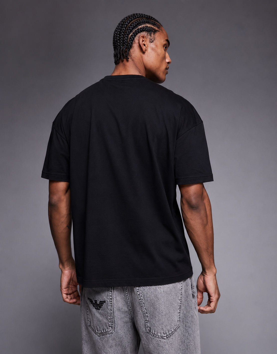 EA7 Outline Logo Oversized T-Shirt – Black