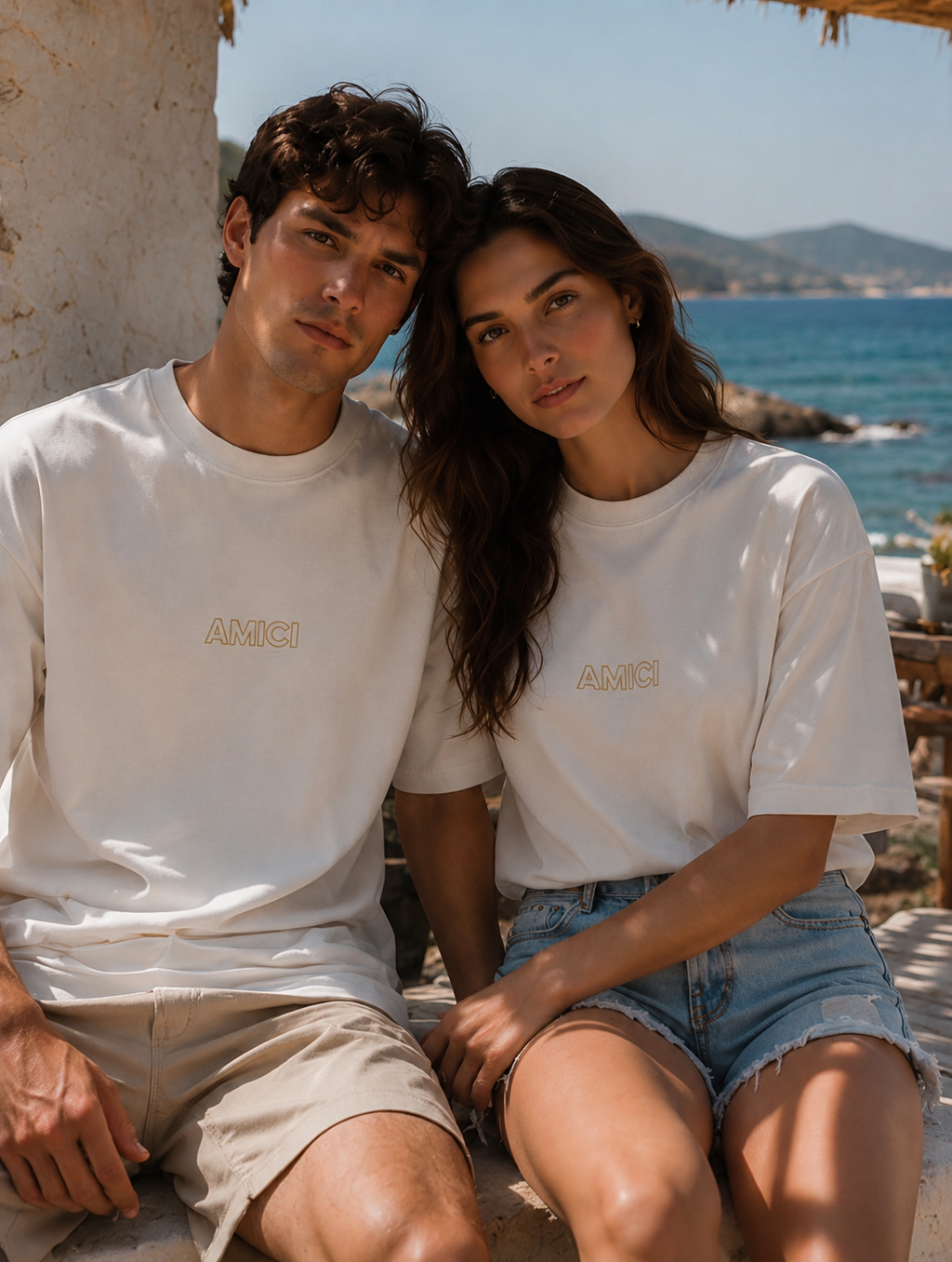 AMICI Signature Outline Oversized T-Shirt – Off White