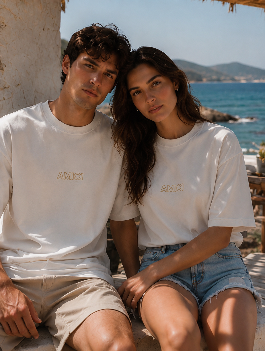AMICI Signature Outline Oversized T-Shirt – Off White