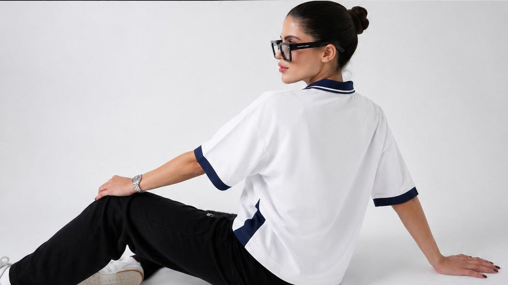 Paraiso Oversized Polo Jersey – White/Navy Streetwear Edition
