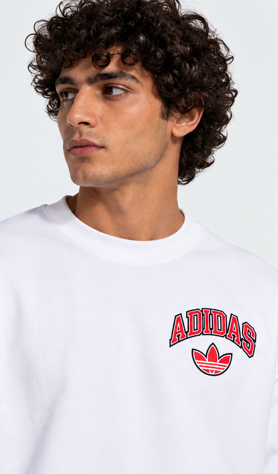 ADIDAS White Graphic Crewneck Sweatshirt
