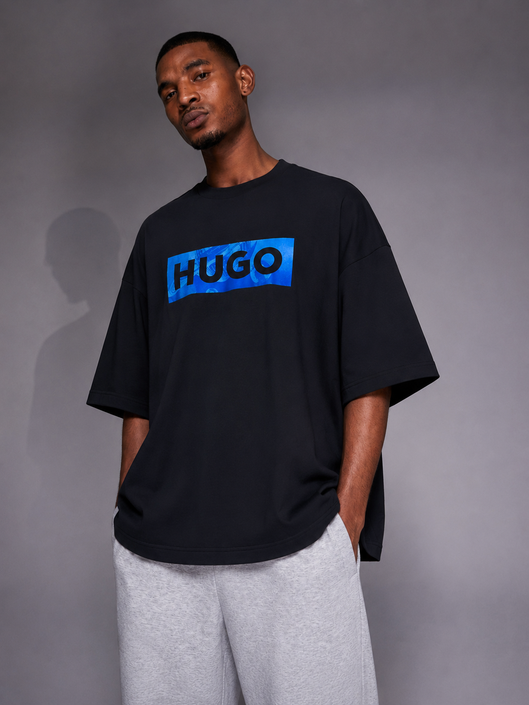 HUGO Blue Box Logo Oversized T-Shirt – Black