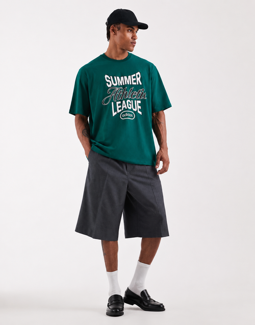 Adidas Summer Athletic League Relaxed Fit Tee – Deep Green