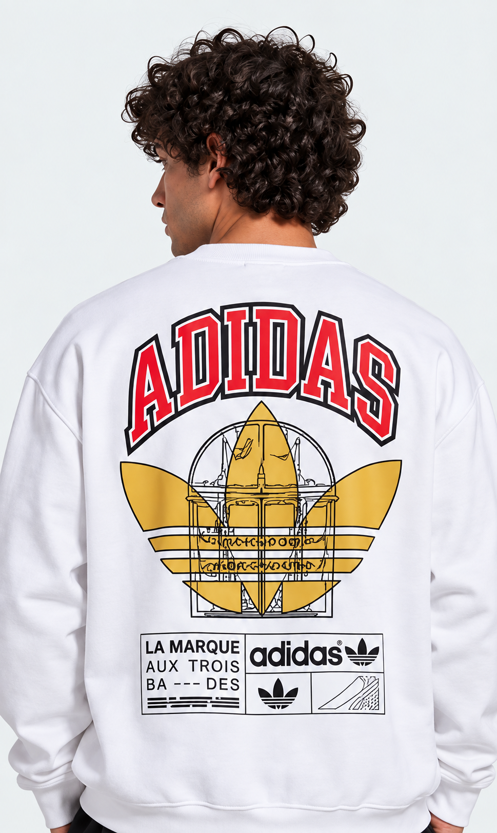 ADIDAS White Graphic Crewneck Sweatshirt