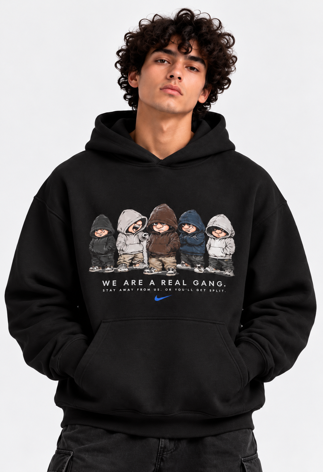 Black Graphic Oversized Hoodie – Streetwear Collection