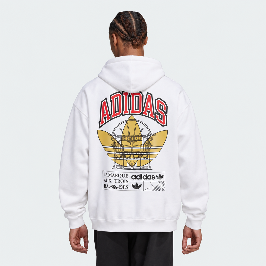 ADIDAS White Graphic Pullover Hoodie