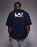 EA7 Glitch Logo Oversized T-Shirt – Navy