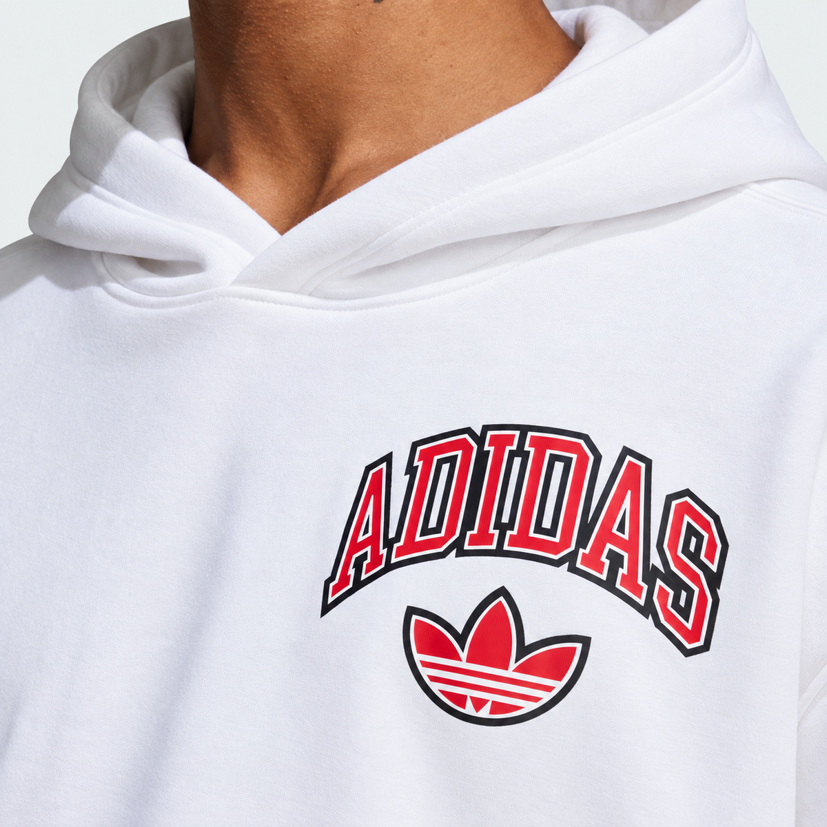 ADIDAS White Graphic Pullover Hoodie