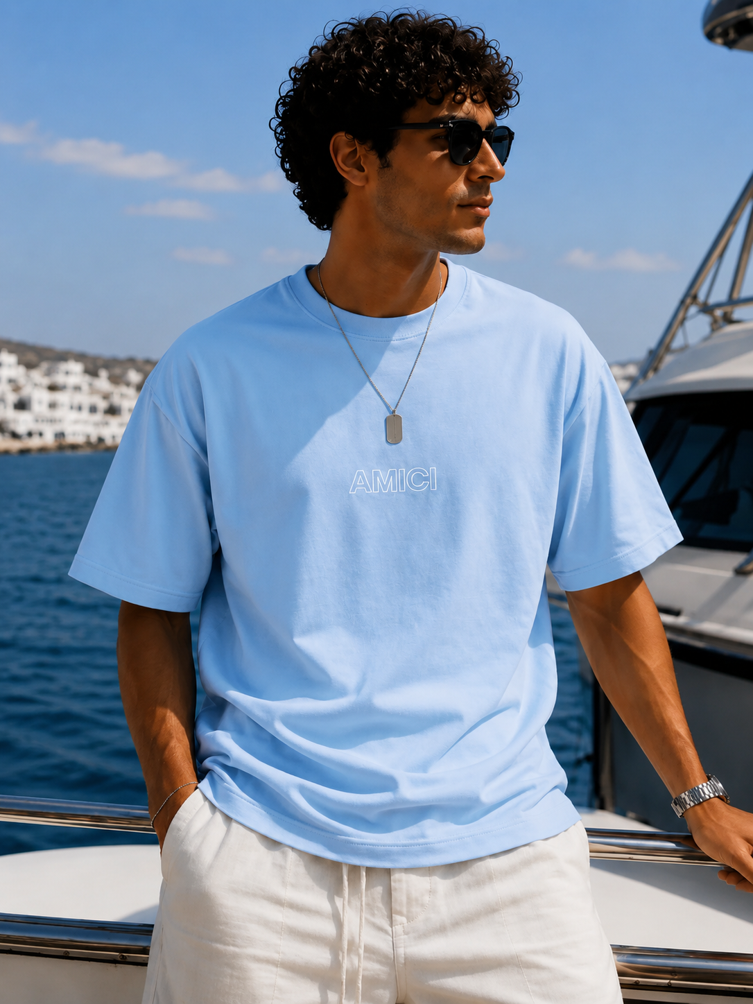 AMICI Baby Blue Oversized Tee – Coastal Summer Edition