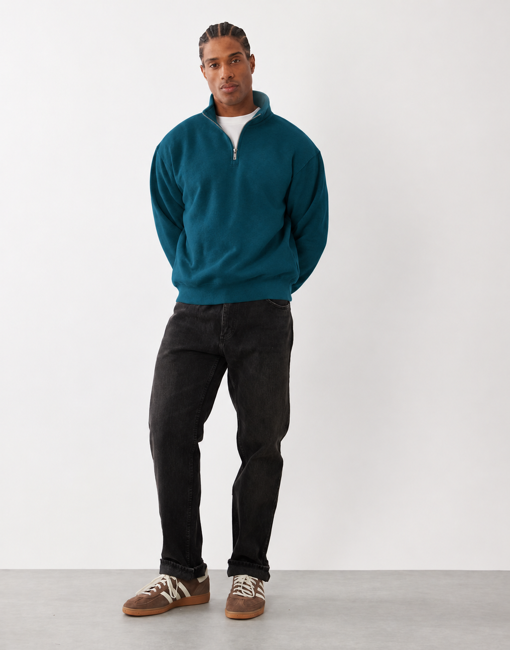 AMICI Petrol Blue Half-Zip Sweatshirt