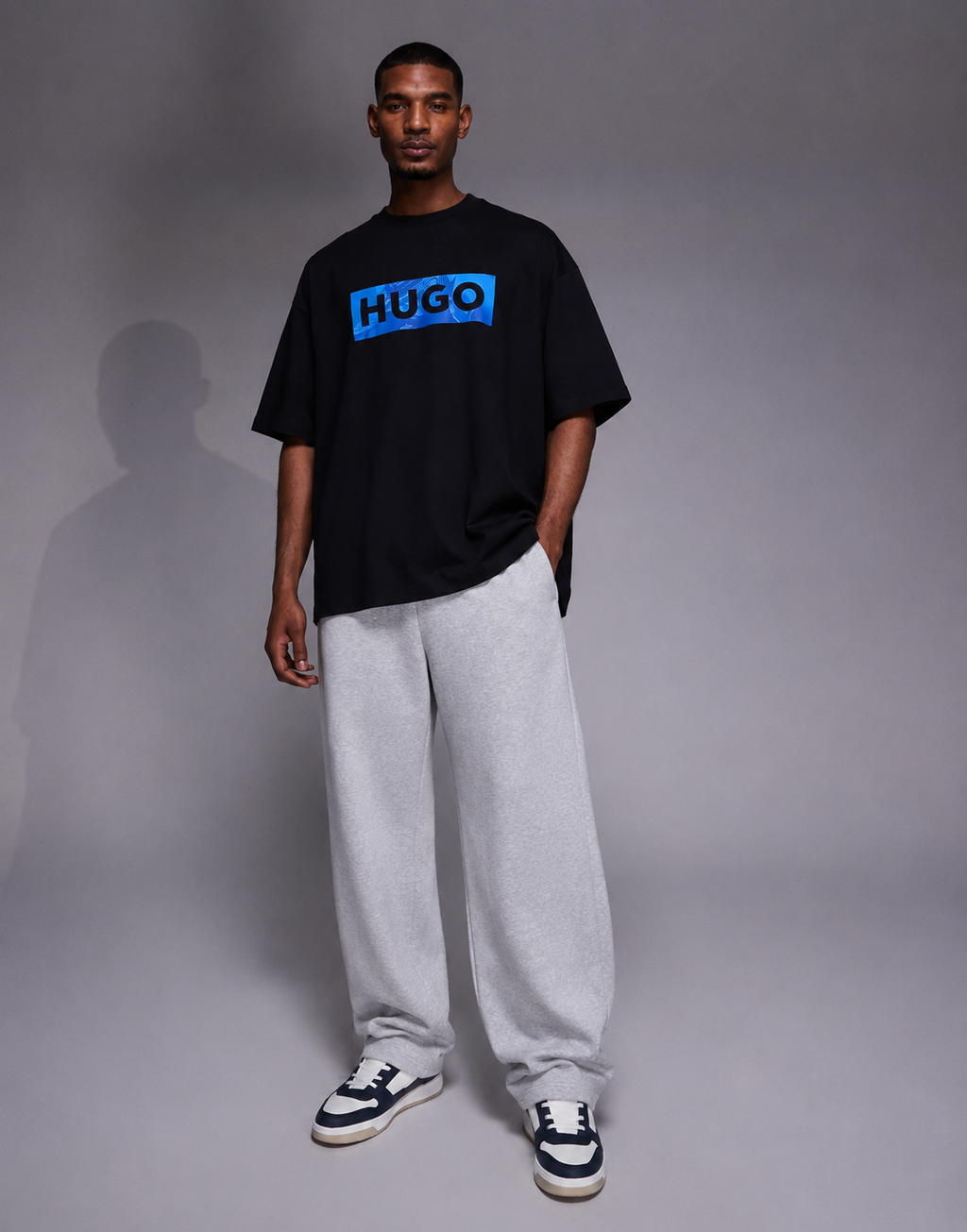 HUGO Blue Box Logo Oversized T-Shirt – Black