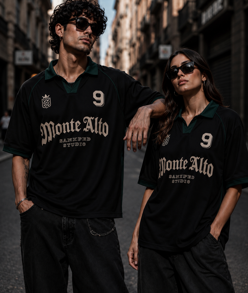 Monte Alto Black & Forest Green Oversized Polo Jersey