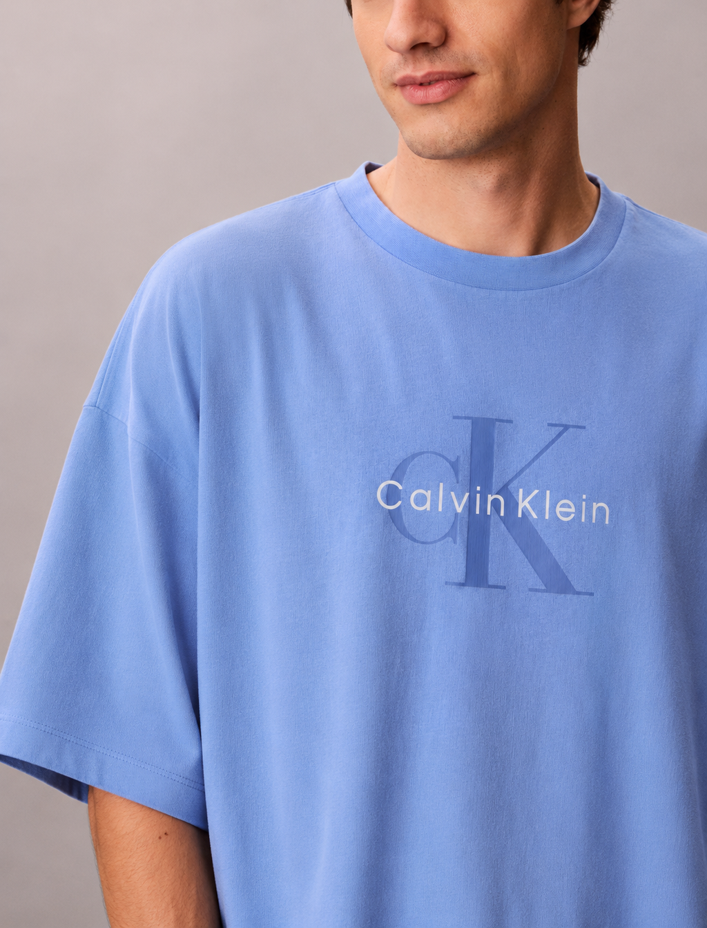 Calvin Klein Monogram Oversized Tee – Sky Blue