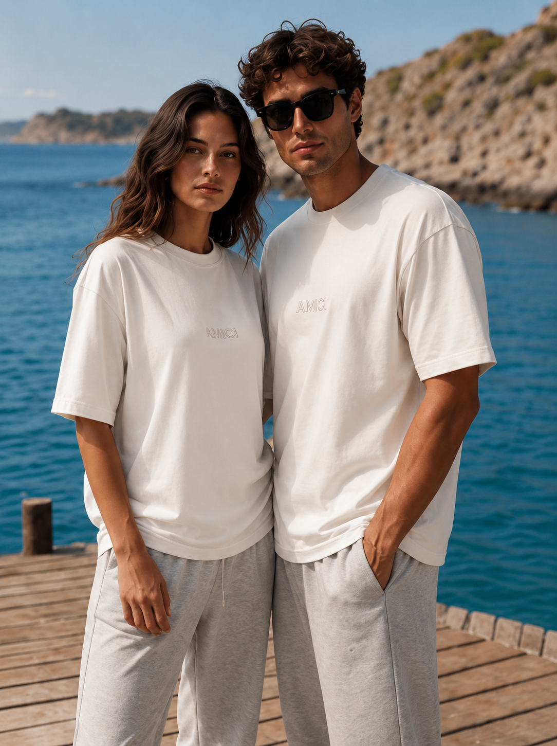 AMICI Off White Oversized Tee – Mediterranean Essentials Collection