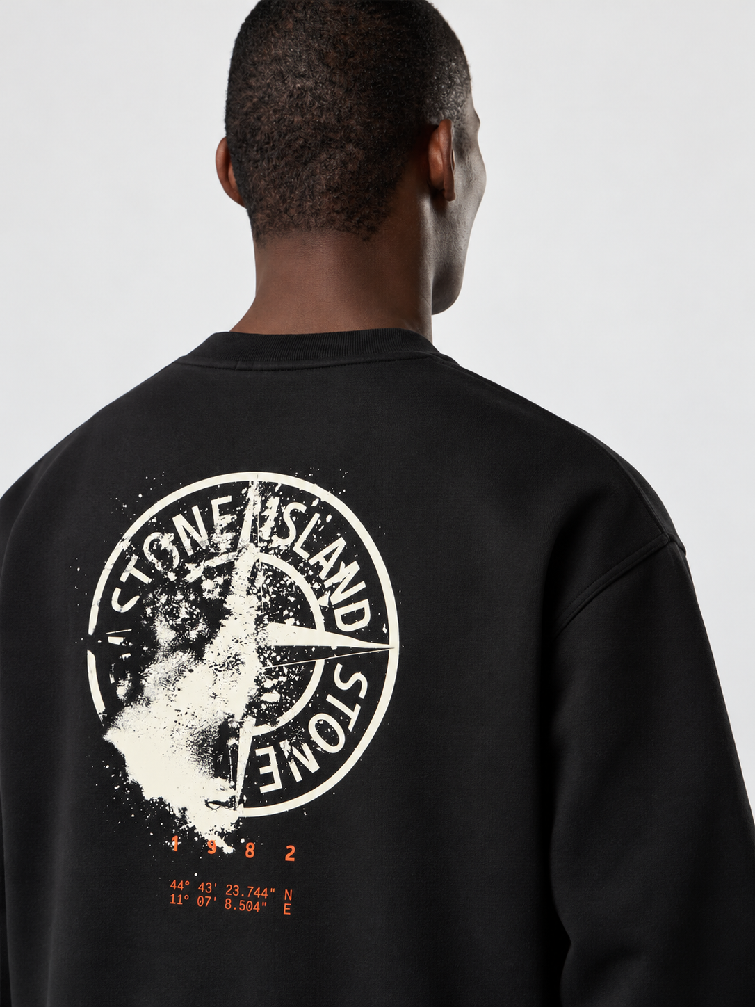 Stone Island Black Graphic Crewneck Sweatshirt