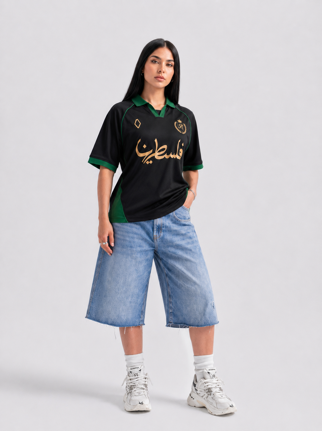 AMICI FC — Palestine Jersey– Black & Emerald Green