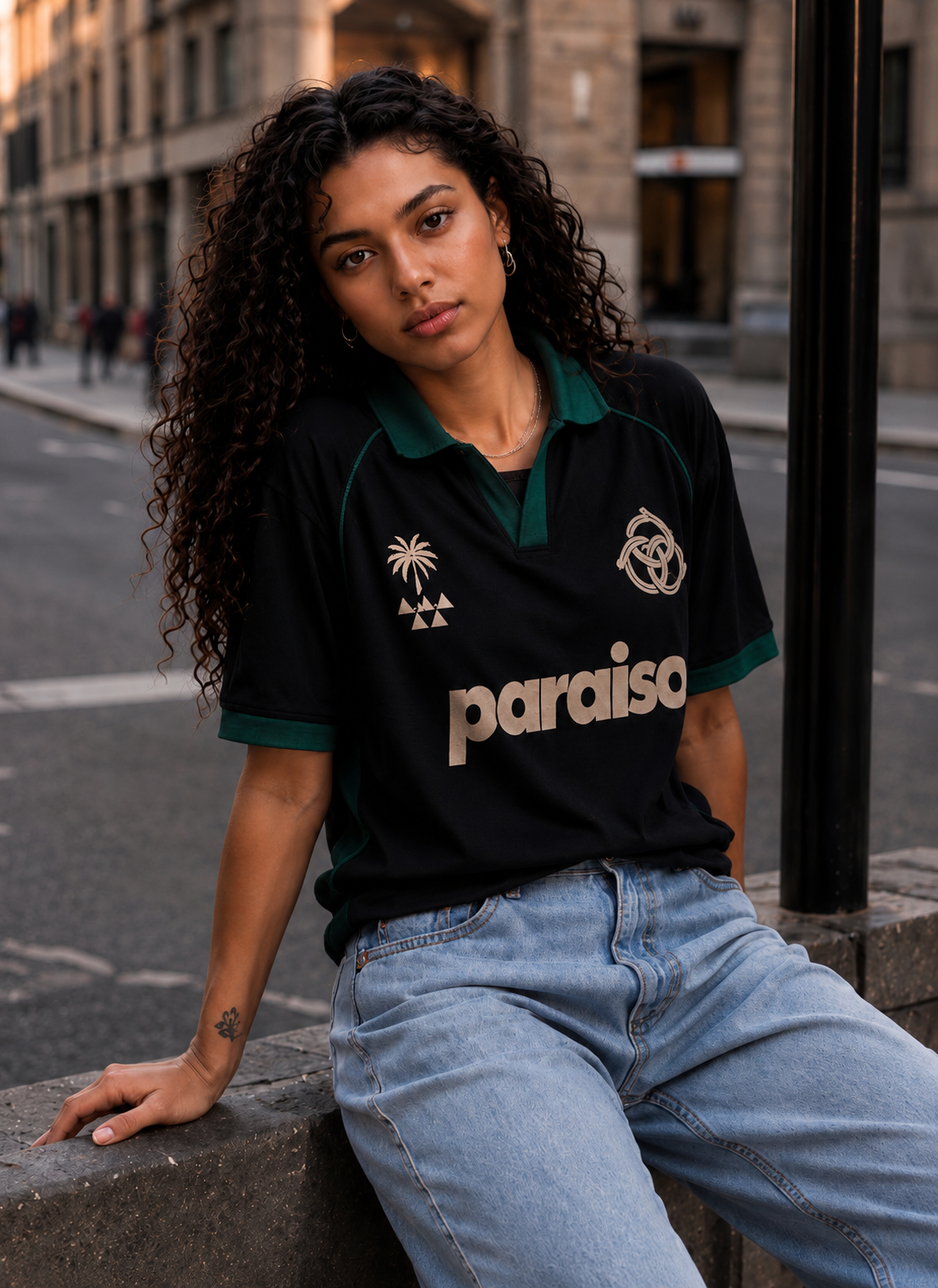 Paraiso Black & Forest Green Oversized Polo Jersey