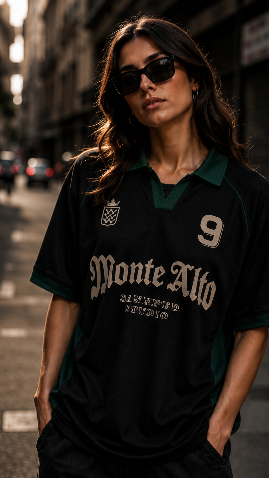 Monte Alto Black & Forest Green Oversized Polo Jersey