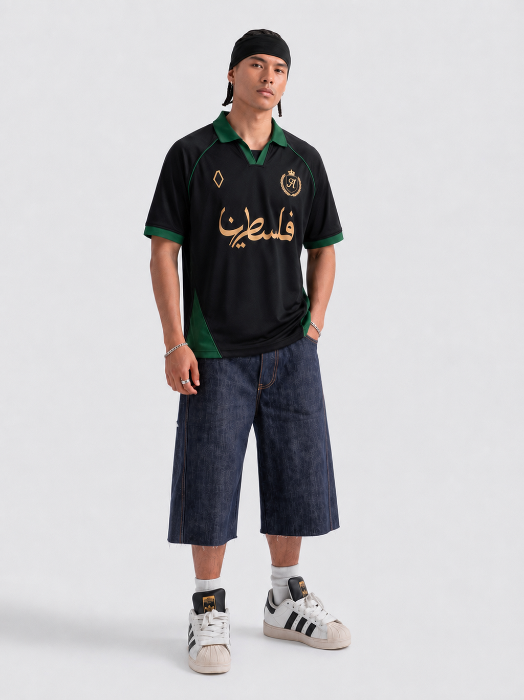 AMICI FC — Palestine Jersey– Black & Emerald Green