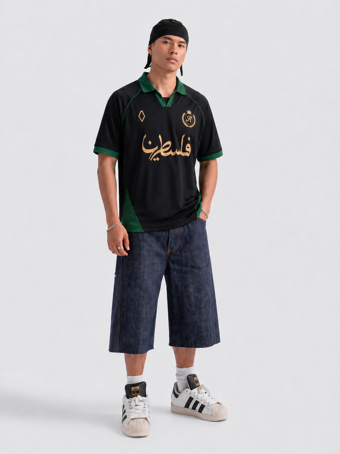 AMICI FC — Palestine Jersey– Black & Emerald Green