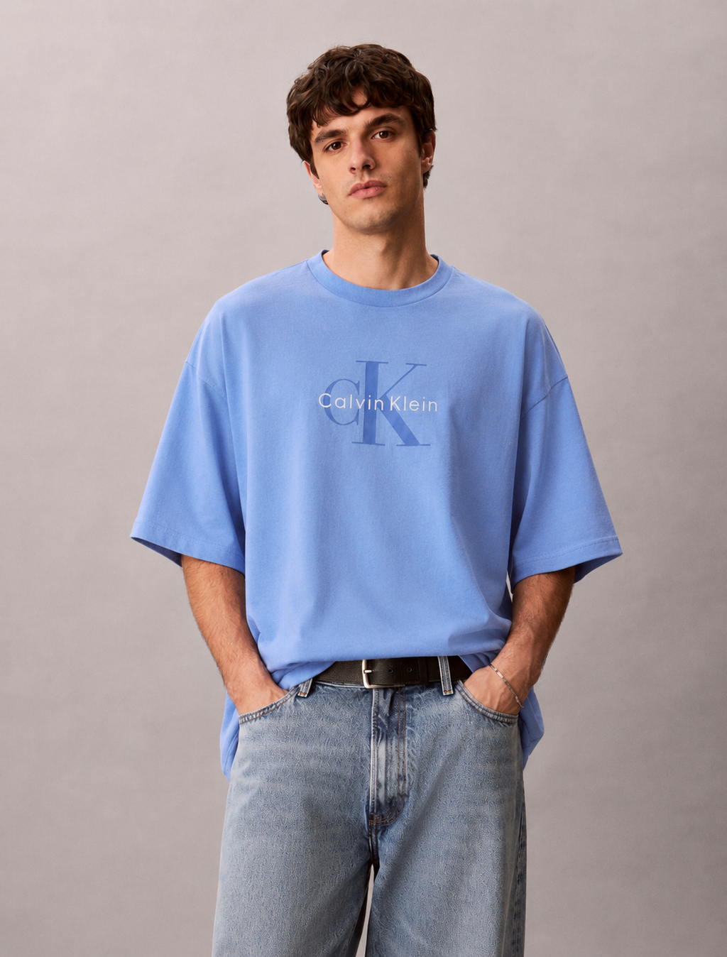 Calvin Klein Monogram Oversized Tee – Sky Blue