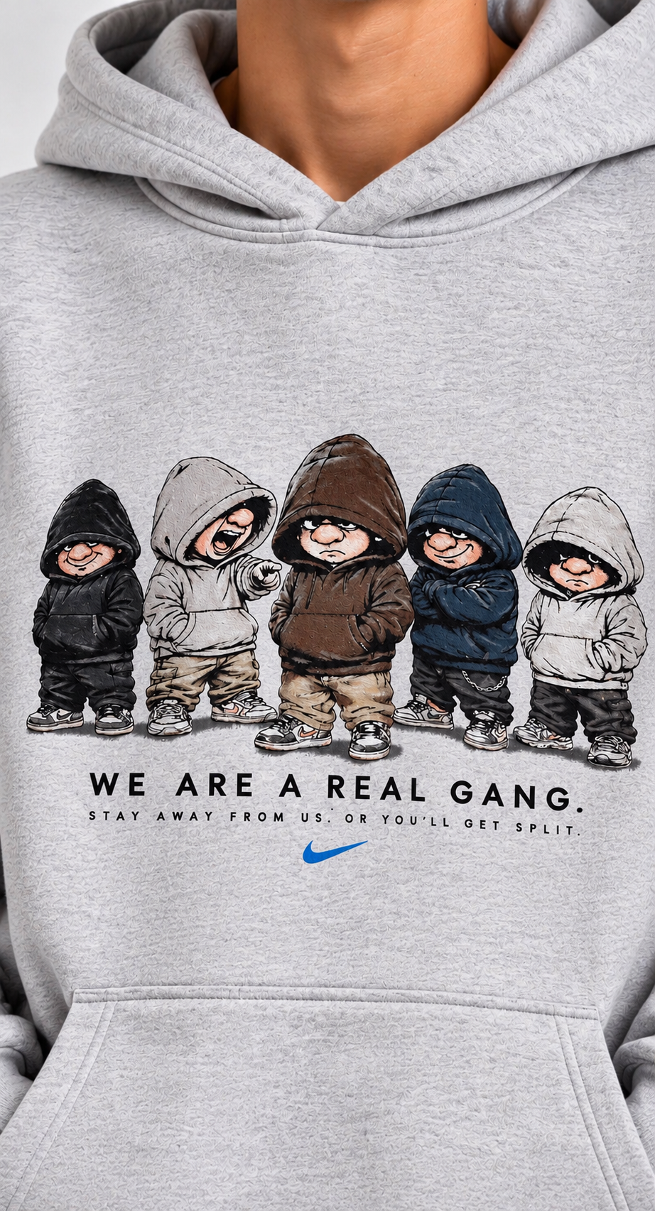 Grey Graphic Oversized Hoodie – Streetwear Collection