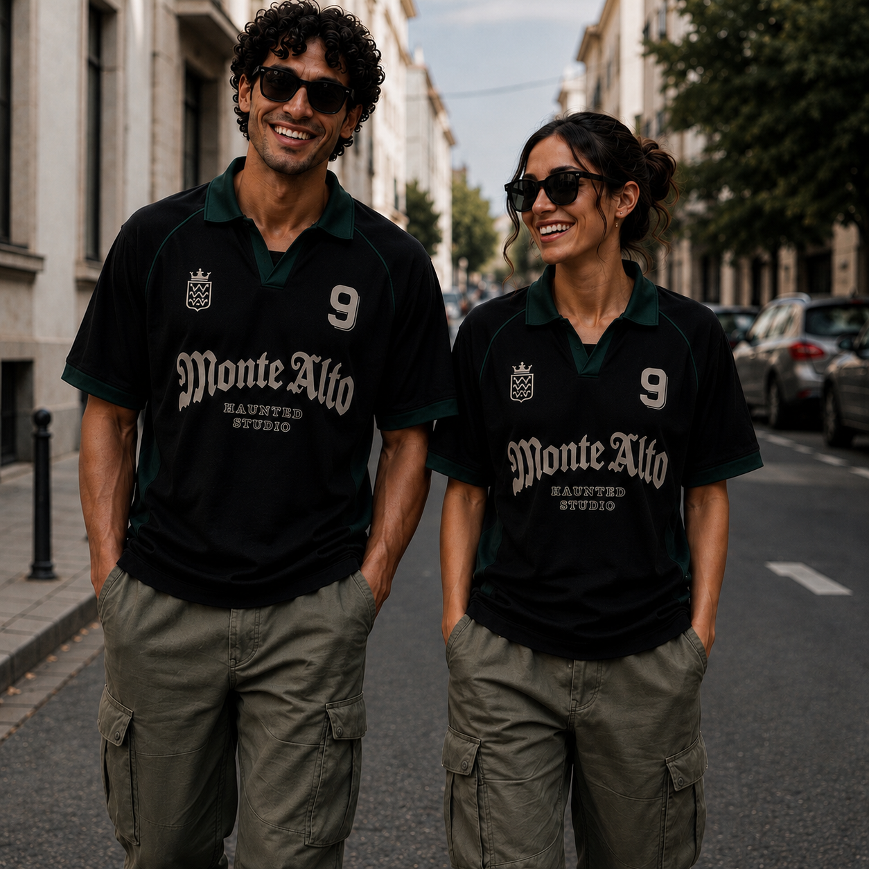 Monte Alto Black & Forest Green Oversized Polo Jersey