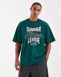 Adidas Summer Athletic League Relaxed Fit Tee – Deep Green